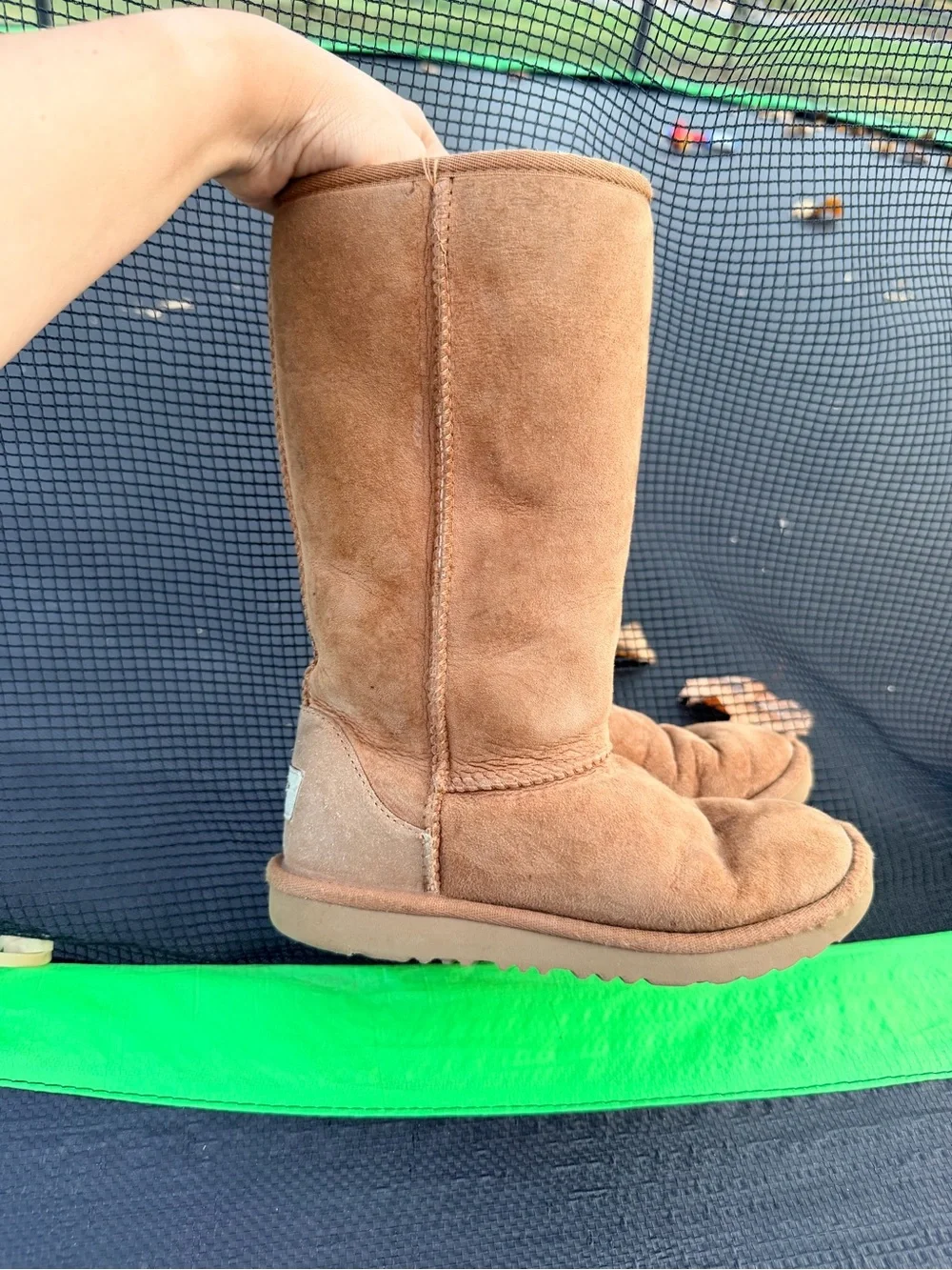 UGG Girls Tall Chestnut Suede Boots with Shearling
